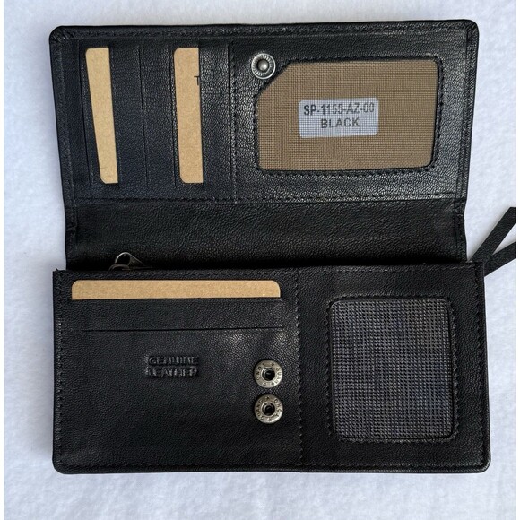 SPIKES & SPARROW Black Leather Bi Fold Multiple Compartment Smith Wallet New - Picture 6 of 6